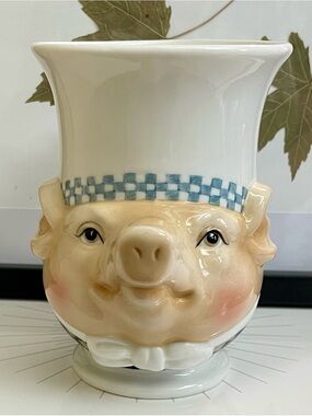 Dept 56 Jam Bon Chef Pig Porcelain Pedestal Coffee Mug
